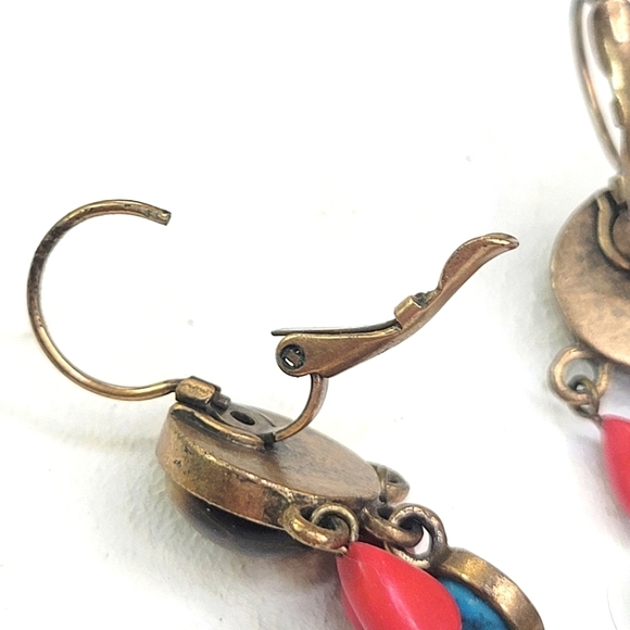 Precious Gemstones Boho Earrings Turquoise Tiger's eye Red Jasper Jade - Picture 5 of 8